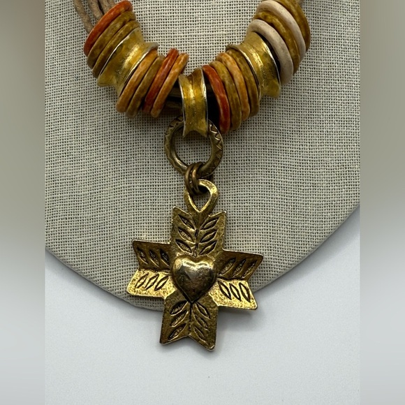 Organic Sinans Design Gold Reversible Cross Charm Necklace 16” - Picture 5 of 5